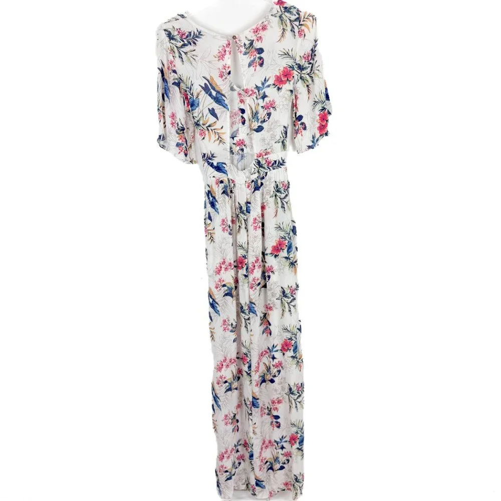 NWT American Eagle Floral Kimono Romper Dress Botanical Maxi Size 2 NEW - Picture 11 of 16